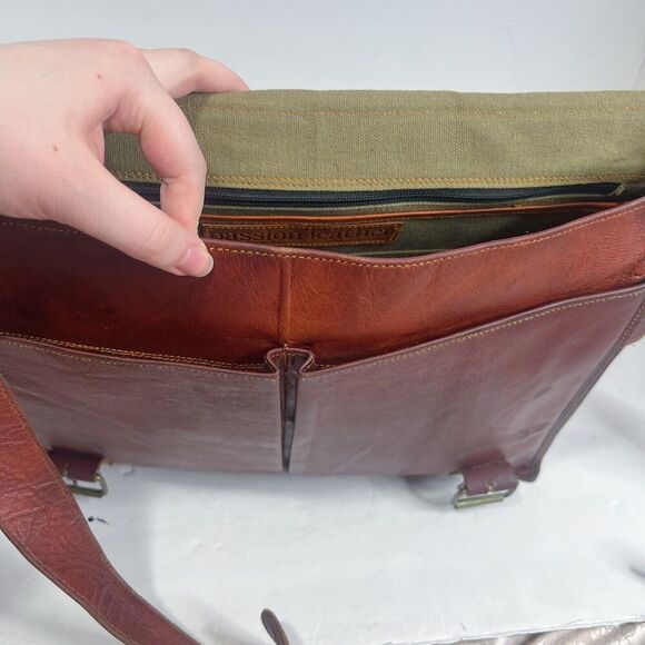 Vintage Cognac Leather Messenger Back Satchel Briefcase Laptop Case - Picture 4 of 12